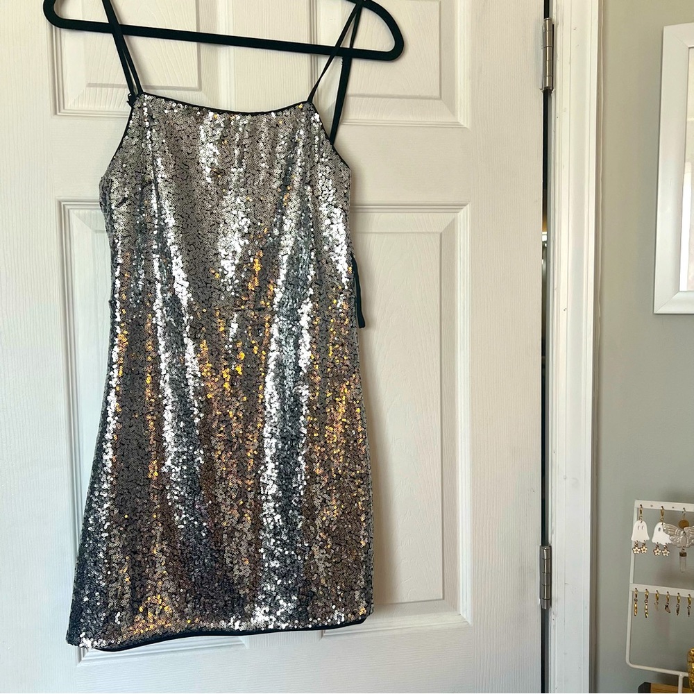 Lulus | Disco Silver Sequence Mini Dress